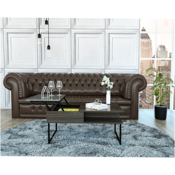 JERFIT Lift Top Coffee Table with Hidden Storage, Espresso Finish Modern End Table with 4 Metal Legs for Living Room