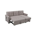 thumbnail image 1 of JERFIT Light Gray Linen Reversible Sleeper Sectional Sofa with Storage Chaise, USB Ports, 1 of 8