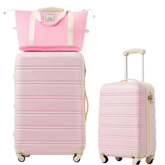 JERFIT Light Pink ABS Hardshell Expandable Spinner Luggage Set with TSA Lock, 2-Piece Lightweight Suitcase 20" & 28" for Travel