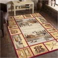 thumbnail image 1 of JERFIT Lodge Area Rug 7x10 Feet, Red Cabin Outdoor Theme Carpet, Polypropylene Stain Resistant Rug for High Traffic Areas, Entryway Living Room Bedroom, 1 of 5