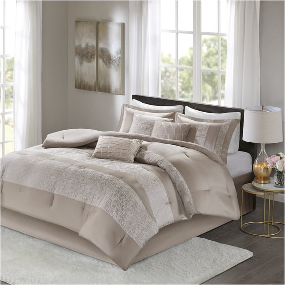 JERFIT Luxurious 7-Piece Chenille Jacquard Bedding Set with Comforter, Pillows & Bed Skirt for California King Beds, Multicolor