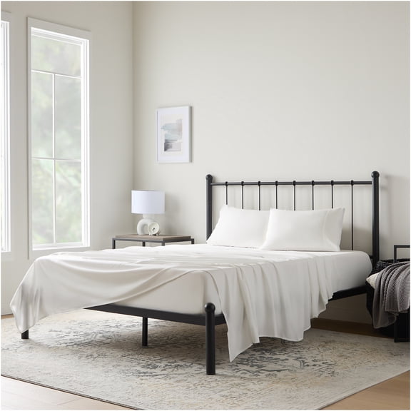 JERFIT Luxury Bamboo Sheet Set Twin XL - 90 GSM Cooling Bed Sheets, Deep Pocket, White