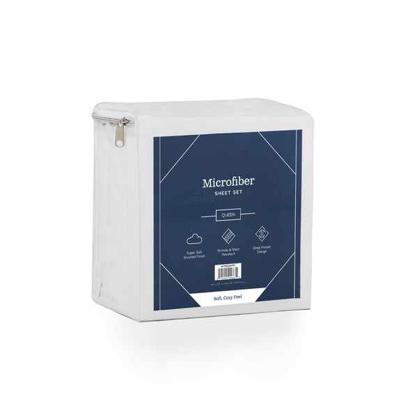 JERFIT Luxury Microfiber Sheet Set, Deep Pocket Split California King Size Bed Sheets, Ultra Soft & Wrinkle Resistant, Easy Care, White