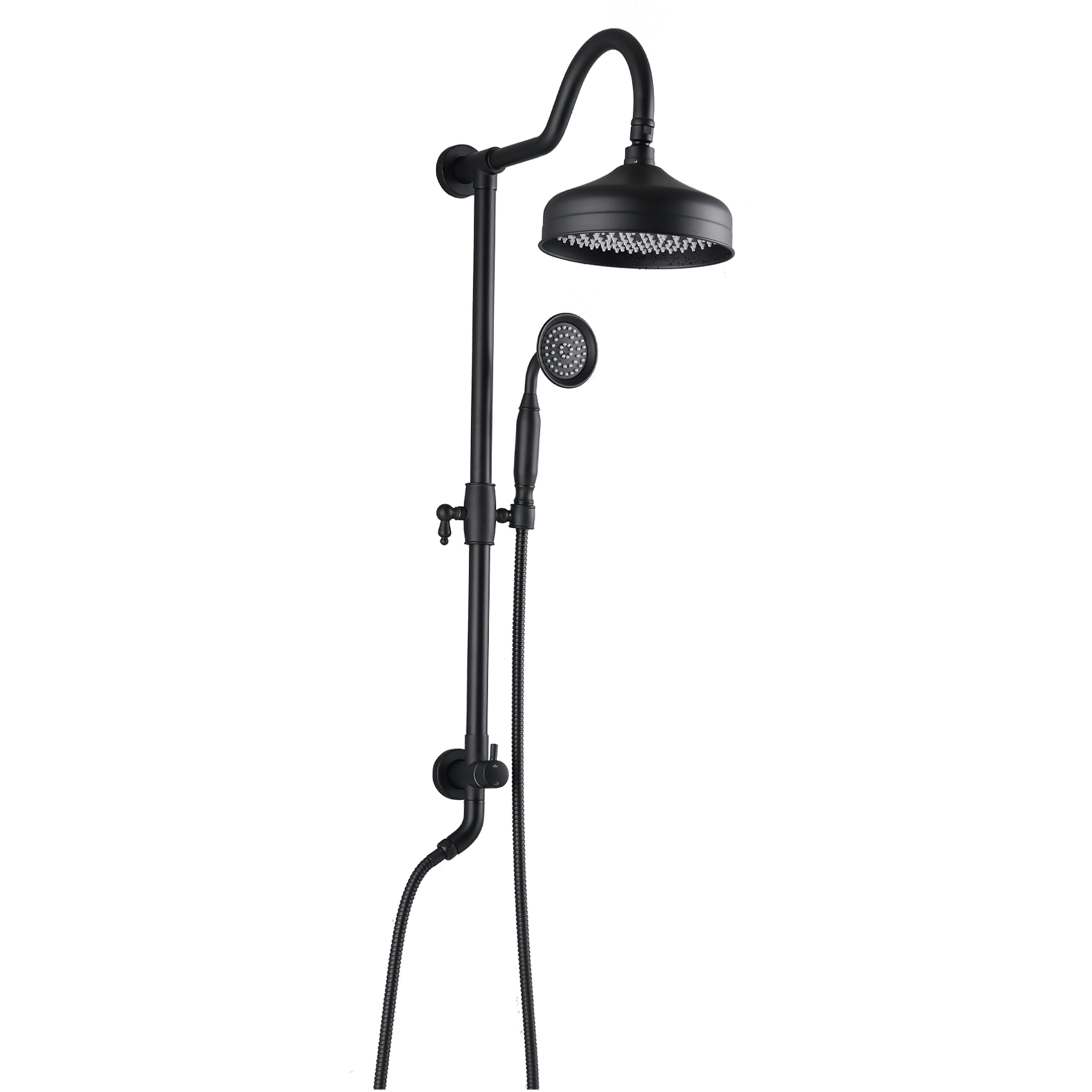JERFIT Matte Black Dual Shower Head Combo - 8 Inch Rainfall Shower Head ...