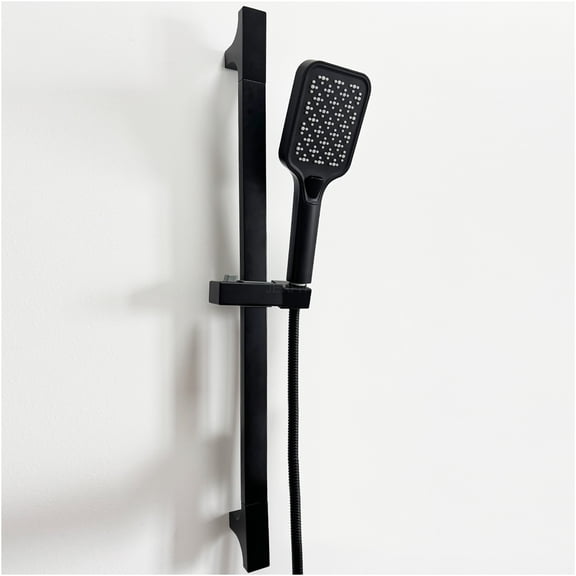 JERFIT Matte Black Handheld Shower Head with Slide Bar, Adjustable Height Shower System with 5ft Hose, High Pressure Rainfall Spray with Anti-Clog Nozzles, ABS & Chrome