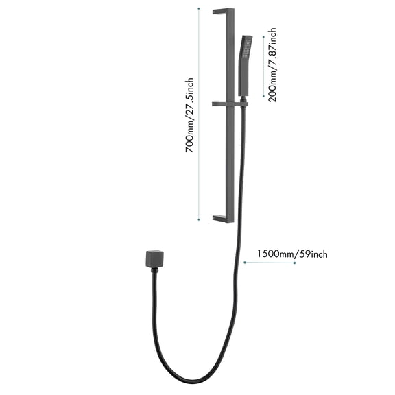 JERFIT Matte Black Handheld Shower with Adjustable Slide Bar, 6 Spray Settings, 59" Hose for Rainfall & Relaxation