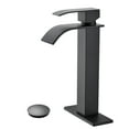 thumbnail image 1 of JERFIT Matte Black Waterfall Bathroom Faucet with Pop Up Drain, Single Handle Sink Faucet No Overflow, Brushed Nickel Core, 1 of 10