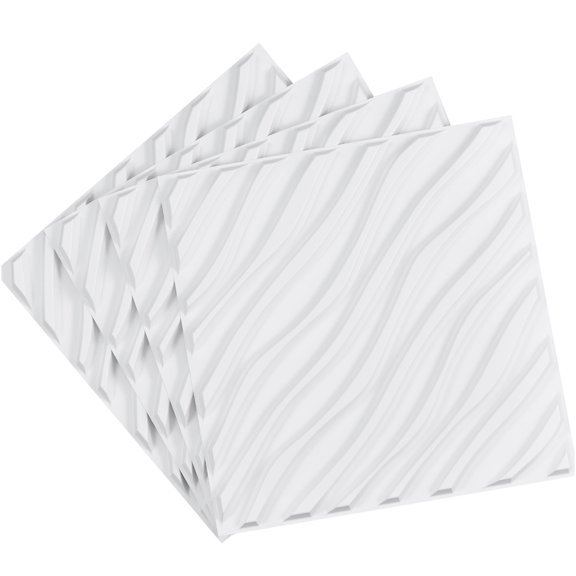 JERFIT Matte White PVC 3D Wave Wall Panels 12-Pack 19.7 x 19.7 Inch 32 Sq.Ft Coverage for Interior Wall Styling