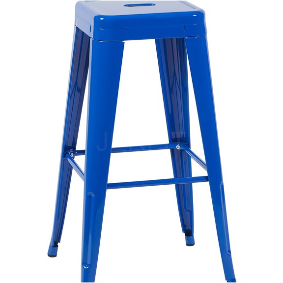 JERFIT Metal Bar Stools Set of 2, Backless Counter Height Stools for Kitchen Island, Durable Iron Stools with Easy Assembly, Space Saving Barstools for Home Bar, Cafe, Dining Room in Blue