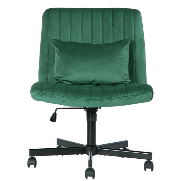 JERFIT Mid Back Office Chair Ergonomic Desk Chair with Lumbar Support, Velvet Fabric, Liftable Seat and Golden Base for Home Office, Study, Gaming - Green