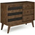 thumbnail image 1 of JERFIT Mid-Century Modern Acacia Wood Storage Cabinet with Drawers & Sliding Door, Dark Brown, 1 of 10
