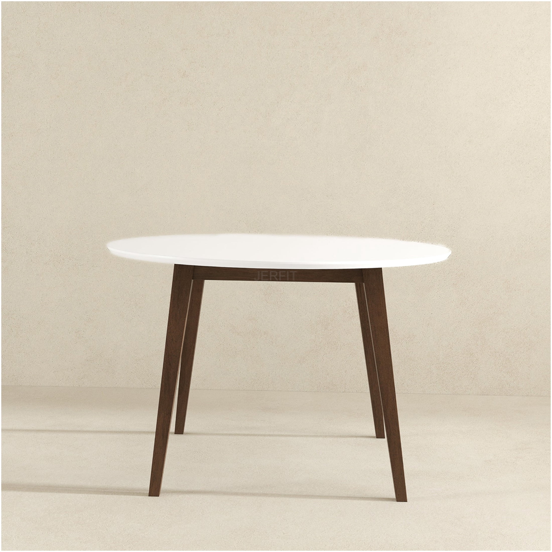 JERFIT Mid-Century Modern Round Dining Table for 4, Solid Wood Kitchen ...
