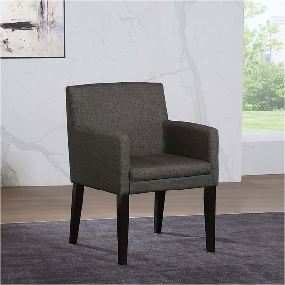 JERFIT Mid-Century Modern Upholstered Dining Chairs Set of 2, Grey Fabric Armchairs for Kitchen and Dining Room