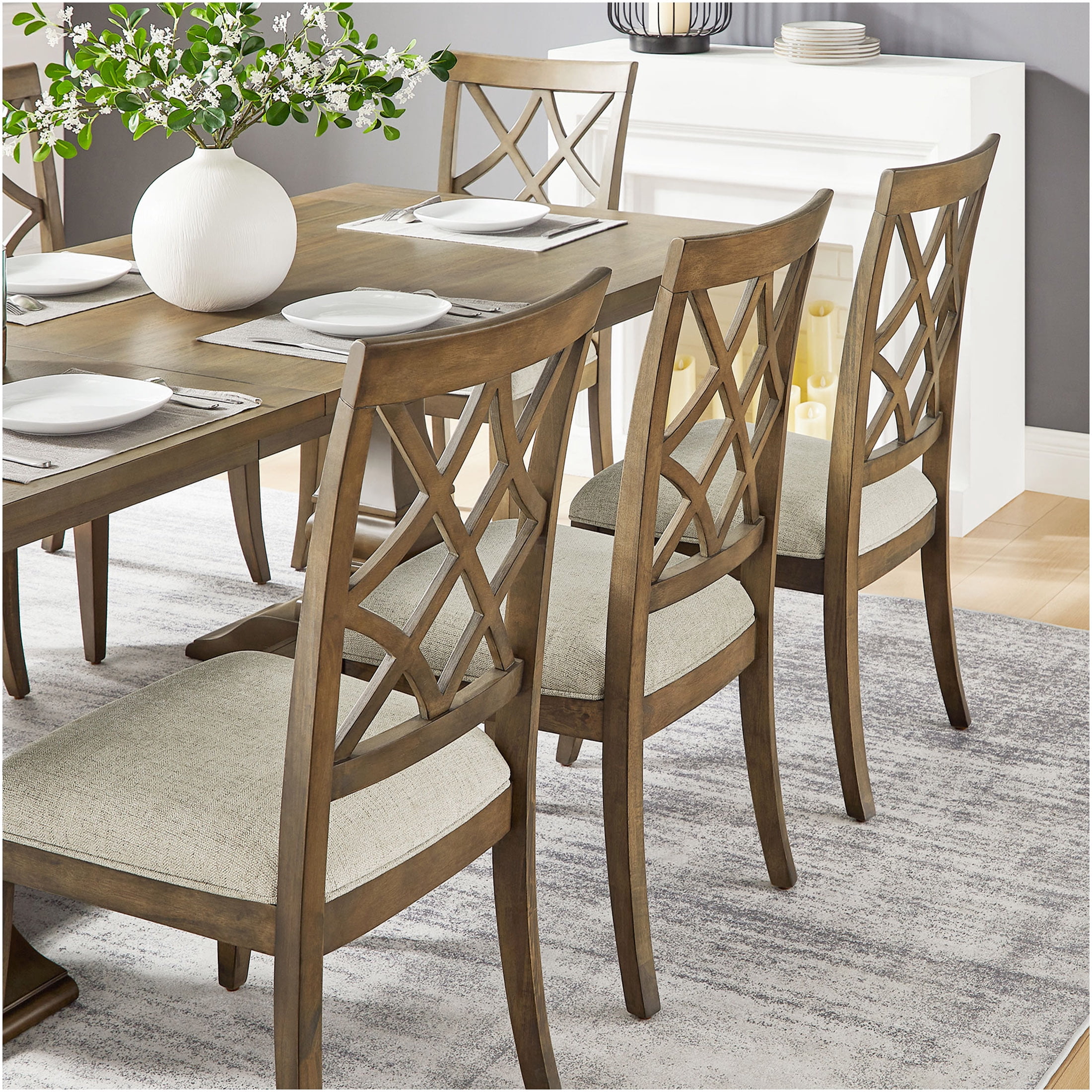 JERFIT Mid-Century Modern Upholstered Dining Chairs Set of 2, White Oak