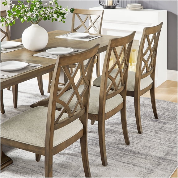 JERFIT Mid-Century Modern Upholstered Dining Chairs Set of 2, White Oak Solid Wood Kitchen Chairs for Dining Room, Living Room & Restaurant