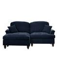 thumbnail image 1 of JERFIT Mid Century Modular Loveseat with Ottoman, L-Shaped Chenille Sofa Couch, Flared Arms & Removable Ruffle Skirt, Blue, 1 of 10