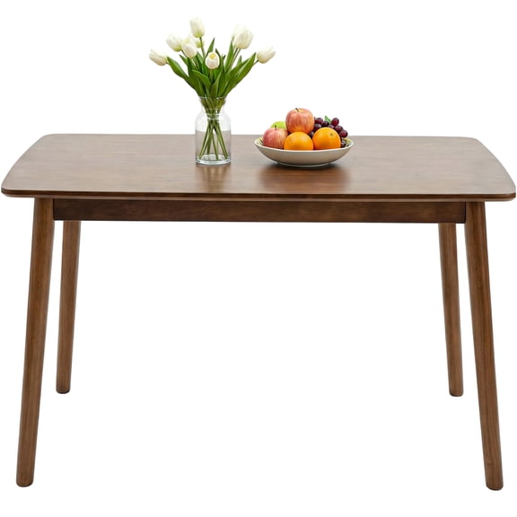 JERFIT Mid Century Solid Wood Dining Table, Rectangular Kitchen Table with Rounded Corners, Easy Assembly for Small Space Dining Room & Apartment