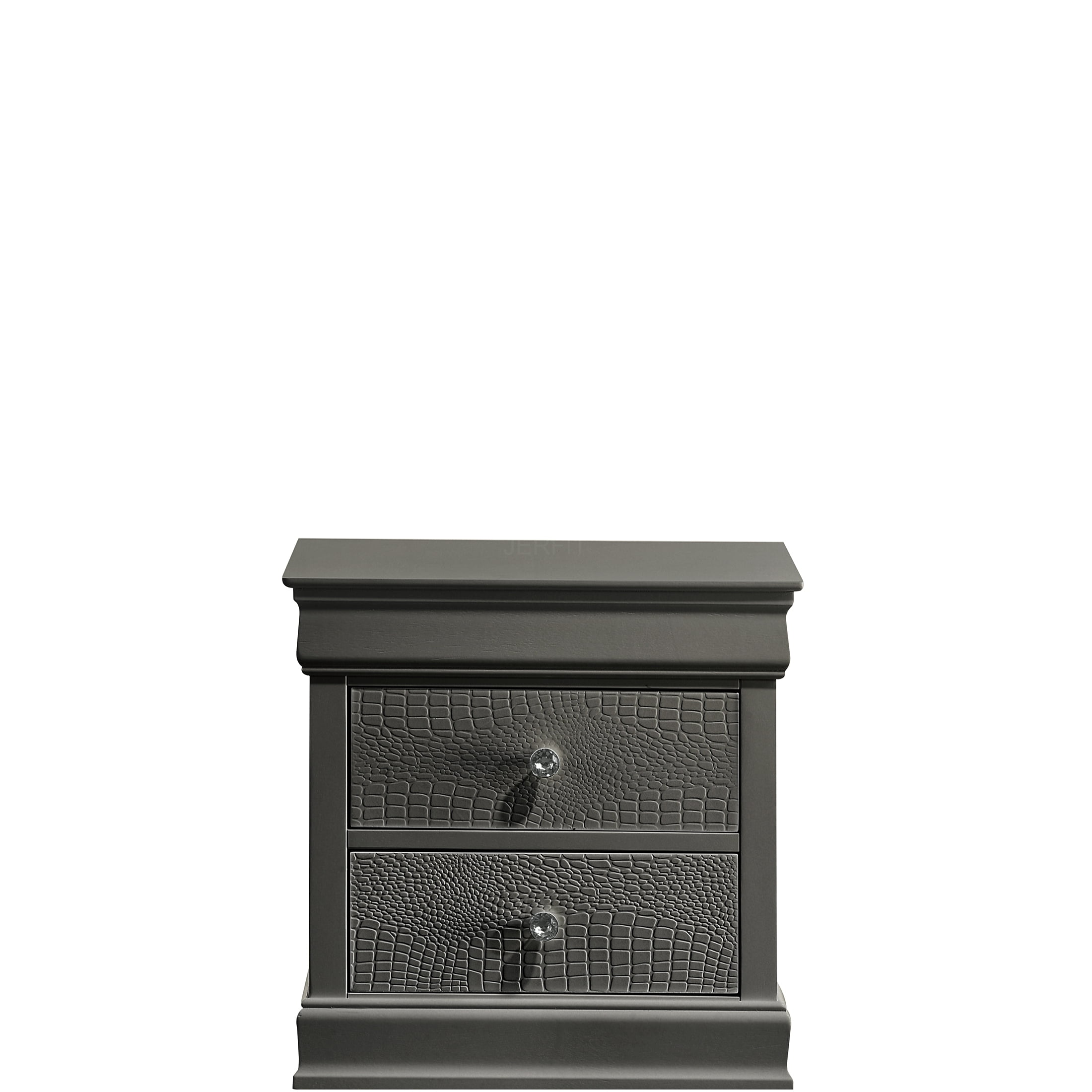 JERFIT Modern Nightstand with 2 Drawers, Wood Bedside Table with Velvet ...