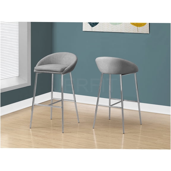 JERFIT Modern 2-Pack Bar Stools with Upholstered Fabric Seat and Chrome Metal Legs, Backless Counter Height Stool Set for Kitchen Island, Dining&Bar