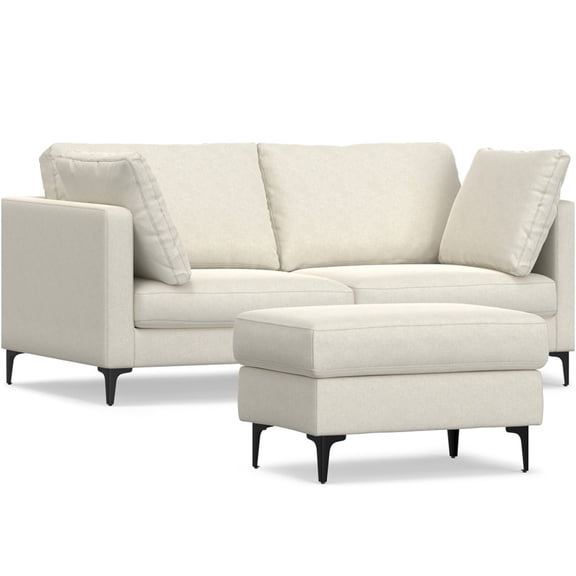 JERFIT Modern 2-Piece Modular Sofa Set with Ottomans, Convertible Sleeper Sectional Couch for Living Room, Corduroy Fabric, Green