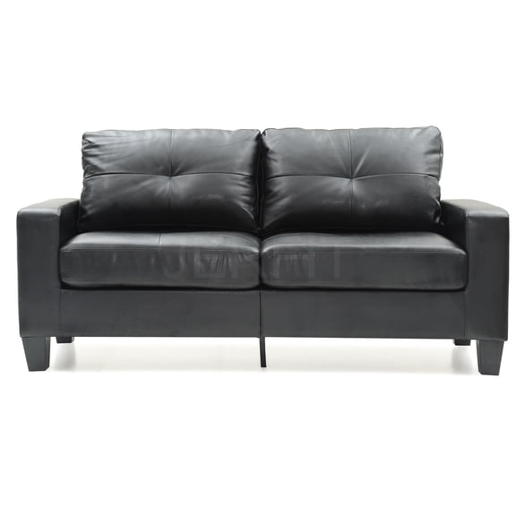 JERFIT Modern 2-Seater PU Leather Sofa Set, Small Couch for Compact Living Room, Apartment, Dorm, Black