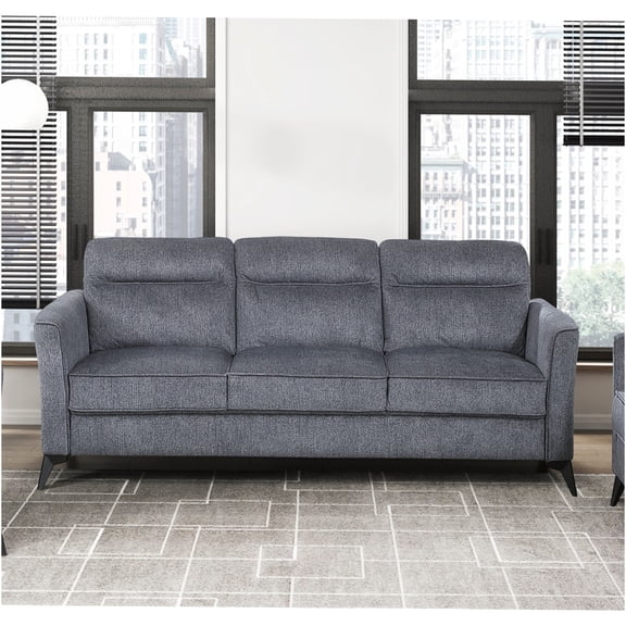 JERFIT Modern 3-Seater Sofa with Dark Gray Microfiber Upholstery for Contemporary Living Room