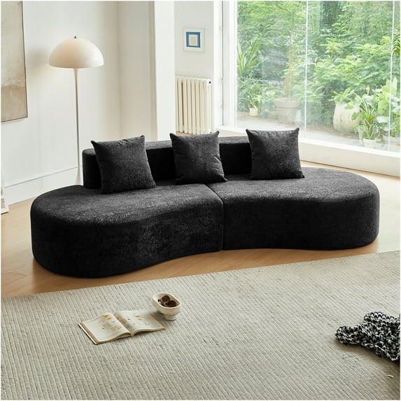 JERFIT Modern 5-Seater Curved Velvet Sectional Sofa Couch with Pillows for Living Room, Apartment