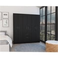 thumbnail image 1 of JERFIT Modern 6-Door Armoire with Drawer, Double Door Storage Cabinet, Freestanding Wardrobe for Bedroom, Black and White Finish, 1 of 7
