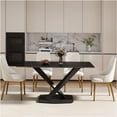 thumbnail image 1 of JERFIT Modern 63-inch Sintered Stone Dining Table with X-Leg Base, Rectangular Kitchen Table for 6, Black, 1 of 10