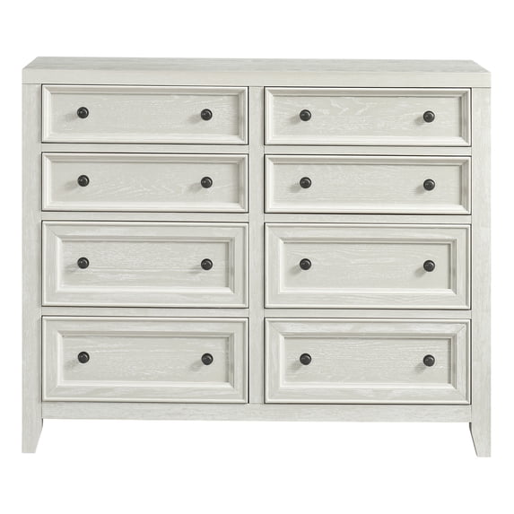 JERFIT Modern 8-Drawer Dresser, White Wood Bedroom Storage Chest, Contemporary Wide Chest of Drawers