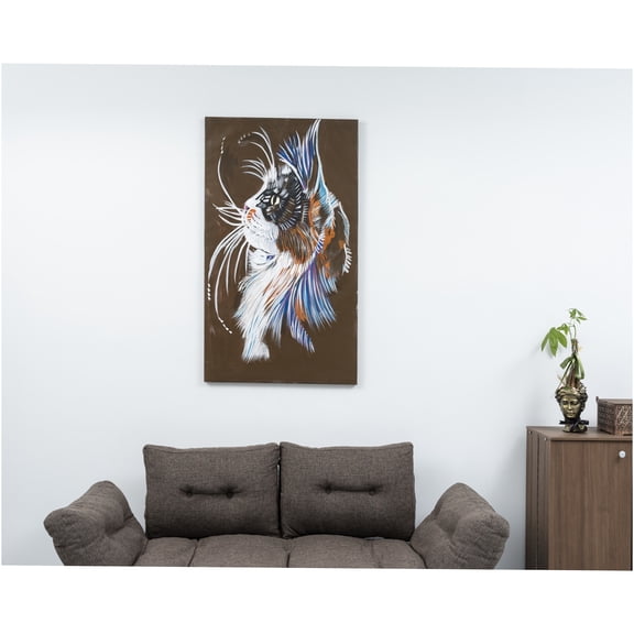 JERFIT Modern Abstract Brown Canvas Wall Art 47x27 Inches Large Hand Painted Textured Landscape Painting for Living Room Bedroom Decor