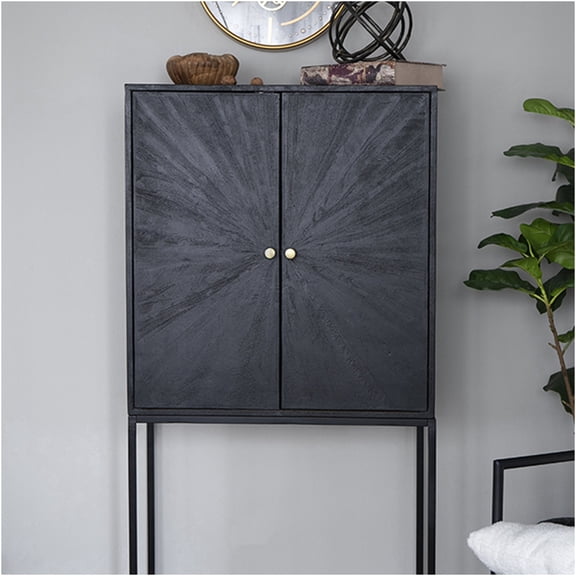 JERFIT Modern Accent Cabinet with Storage Doors, 31.5 inch Tall Sofa Table Console for Living Room, Bedroom & Entryway, Black Wood Finish