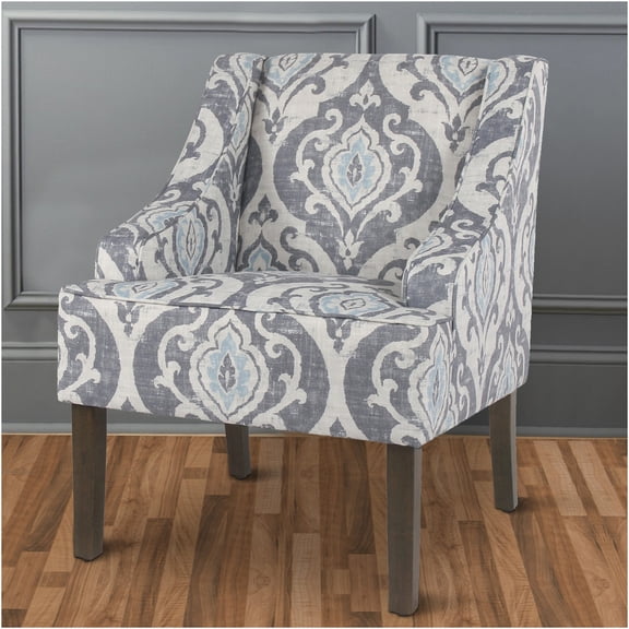 JERFIT Modern Accent Chair with Flared Arms, Upholstered Fabric Seat and Back, Global Damask Pattern for Living Room, Bedroom, Multicolor