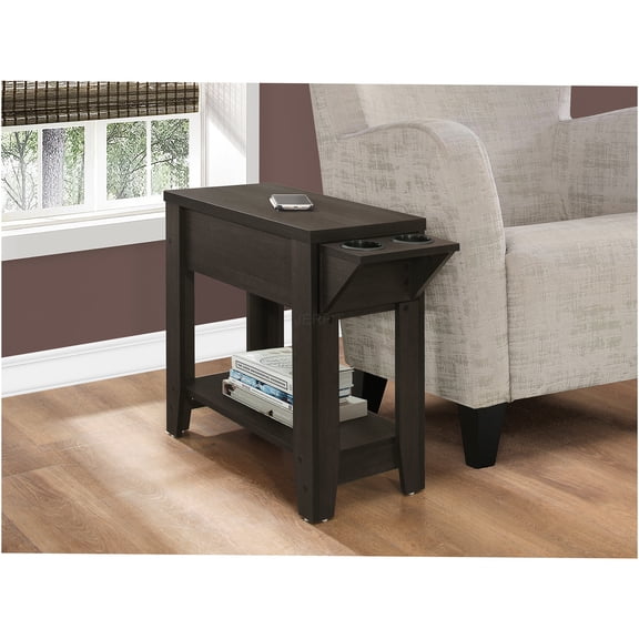 JERFIT Modern Accent End Table with Storage Drawer & Shelves, Espresso Brown Small Nightstand for Living Room, Bedroom