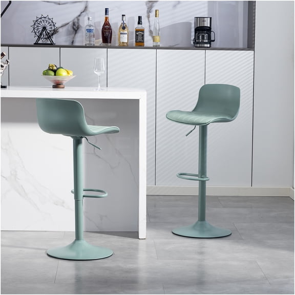 JERFIT Modern Adjustable Swivel Bar Stools Set of 2, PU Leather Counter Stools with Back Support for Kitchen Island, Dining & Home Bar, Mint Green