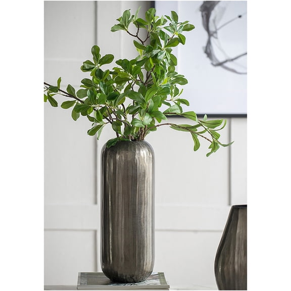 JERFIT Modern Aluminum Vase for Home Decor, Layered Chisel Orb Planter with Metallic Sheen, Centerpiece for Dining Table Entryway