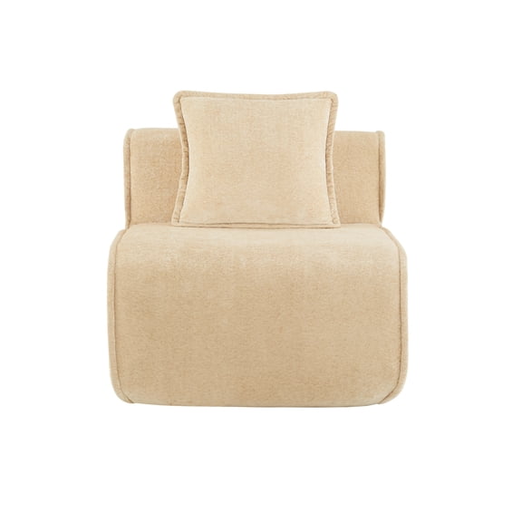 JERFIT Modern Armless Sofa Chair, Light Camel Velvet Accent Chair for Living Room, No Assembly Cloud Couch, Single Seater