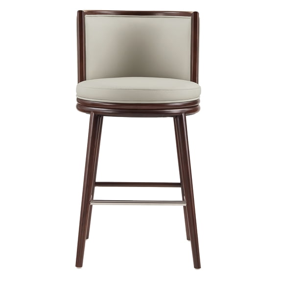 JERFIT Modern Bar Stool with Backrest, 41'' Height Upholstered Counter Stool, Leatherette/Chenille, Wood Frame, Footrest, No Assembly Required, Stone Gray