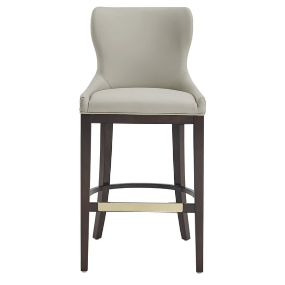 JERFIT Modern Bar Stool with Backrest, 24" Counter Height Swivel Stool, Wingback Design, Solid Wood Frame, Footrest, Stone Gray, No Assembly Required