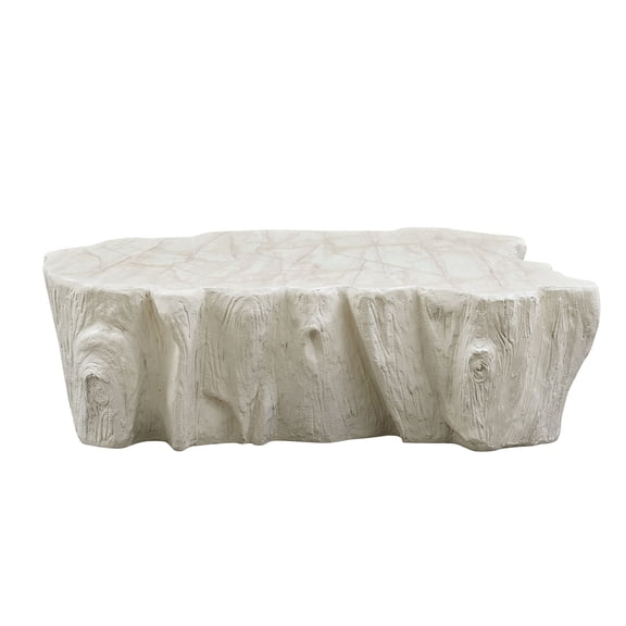 JERFIT Modern Beige Fiberglass Coffee Table for Living Room, 48.62 Inch Unique Shape No Assembly Tea Table, Mid-Century Contemporary Design