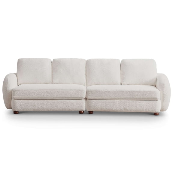 JERFIT Modern Boucle Fabric Sofa 3 Seater for Living Room, Stain Resistant Cream Upholstered Couch with Solid Wood Frame