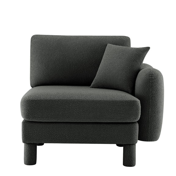 JERFIT Modern Boucle Fabric Sofa with Pillows, 1-Seater Loveseat for Living Room, Office, Apartment, Sturdy Wood Frame & Spring Coil Support, Soft Breathable Upholstery, Dark Grey