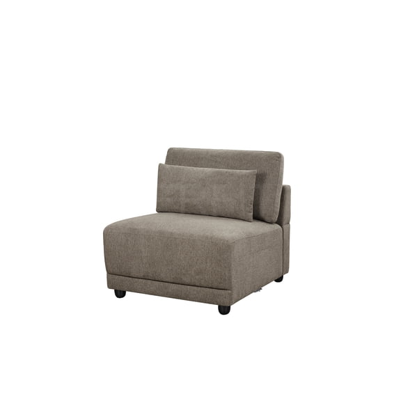 JERFIT Modern Brown Linen 4-Piece Modular Sectional Sofa Set with Pillows for Living Room