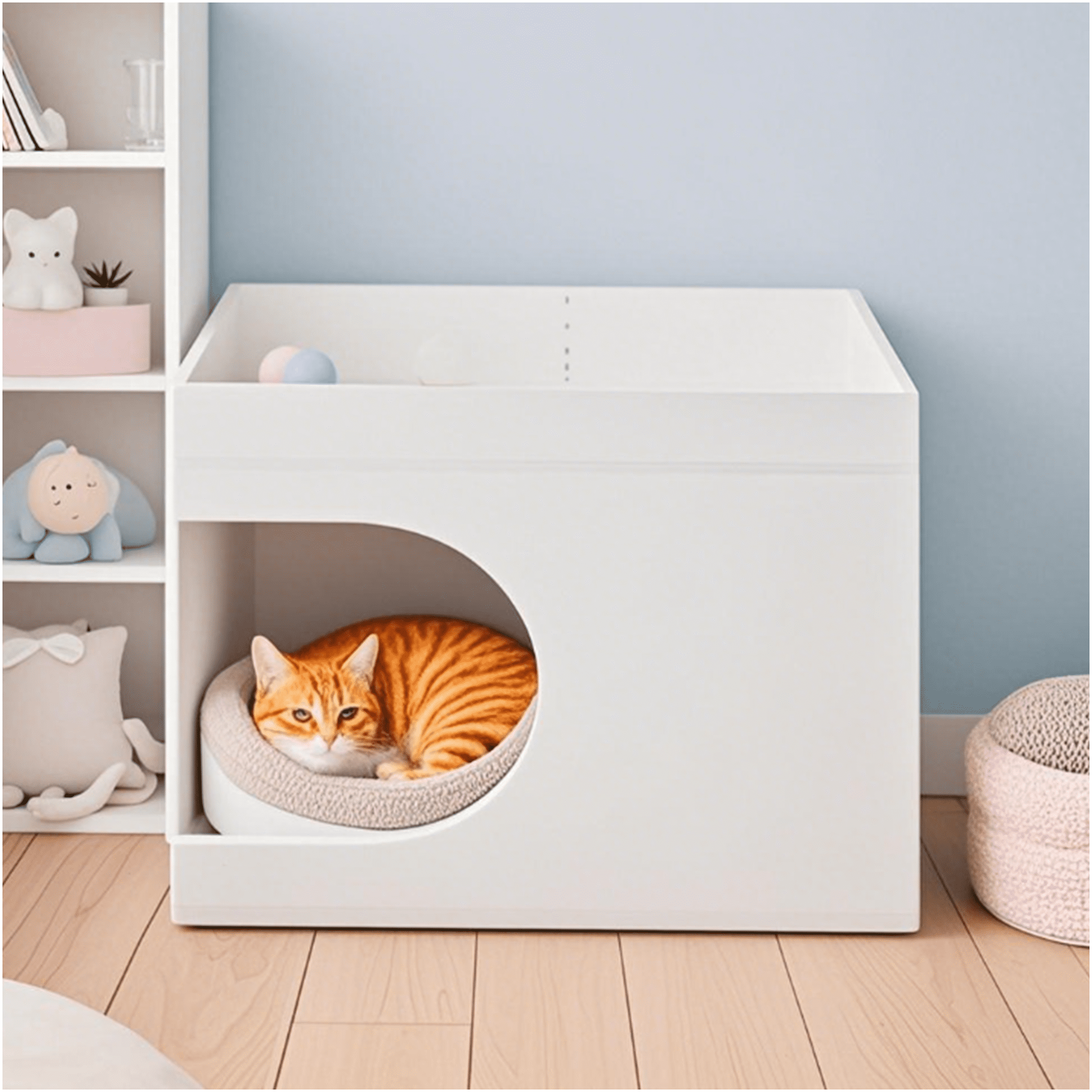 JERFIT Modern Cat End Table with Hidden Cat Bed, Multifunctional Pet ...