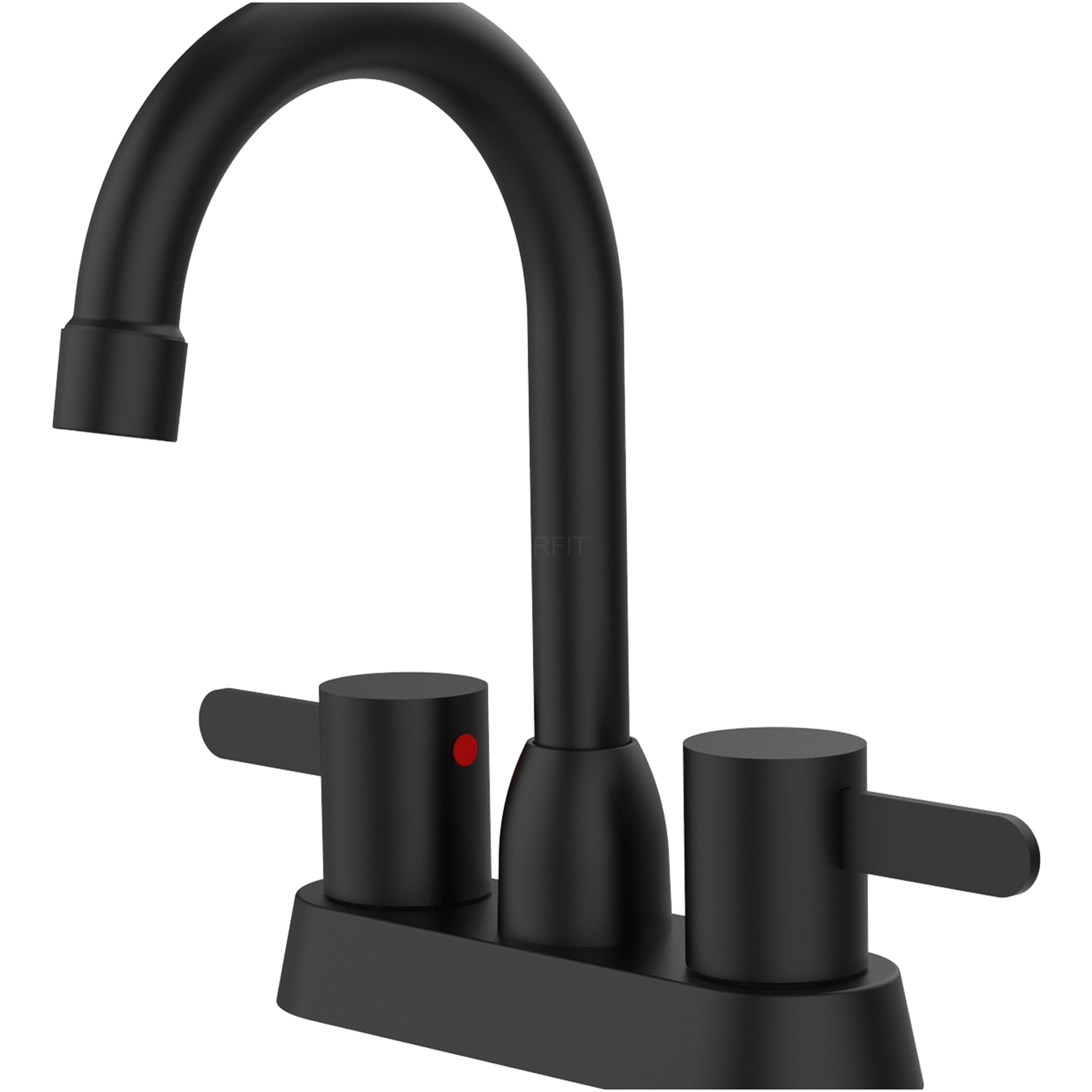 JERFIT Modern Centerset Bathroom Sink Faucet 2-Handle, Matte Black 3-Hole Mount RV Vanity Faucet with Pop-Up Drain Assembly