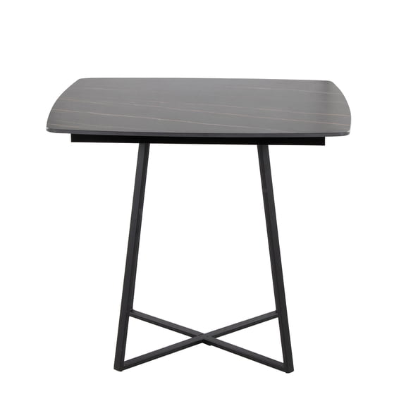 JERFIT Modern Ceramic Top Dining Table, Black Faux Marble Kitchen Table with Black Metal Base, Wood Frame, Small Space Breakfast Nook Table