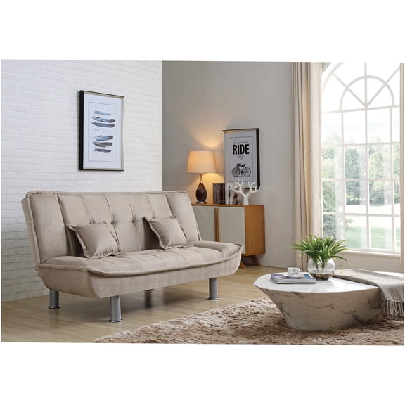 JERFIT Modern Classic 3-Seat Sofa Couch with Storage, Tufted Nail Trim, Brown Faux Leather Upholstery for Living Room