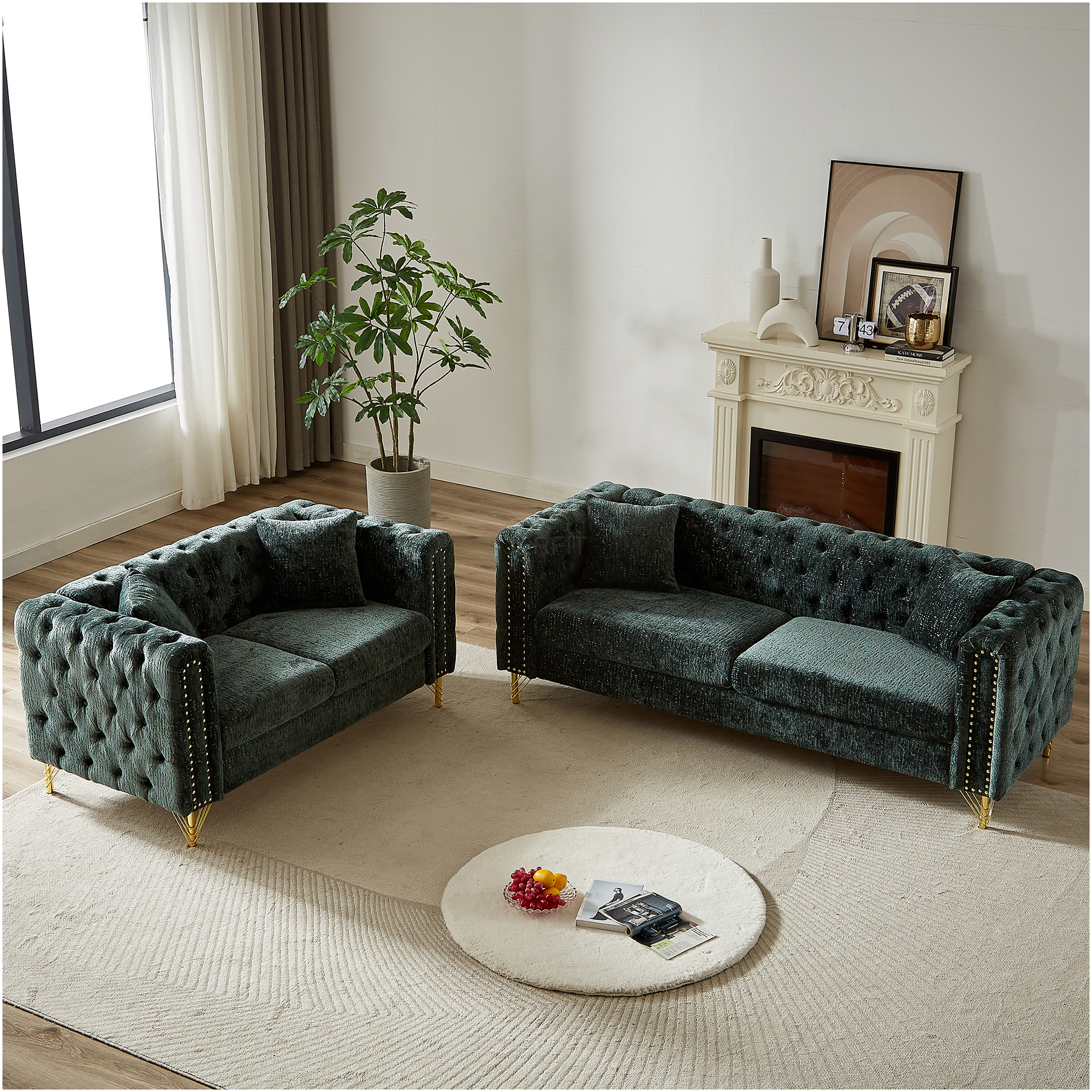 JERFIT Modern Cloud Couch Sofa 3 Seater with Pillows, Plush Fabric ...