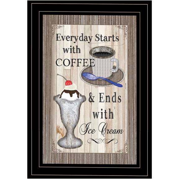 JERFIT Modern Coffee Art Print Framed Wall Decor, Multicolor Minimalist Painting for Living Room, Bedroom, Kitchen, Ready to Hang