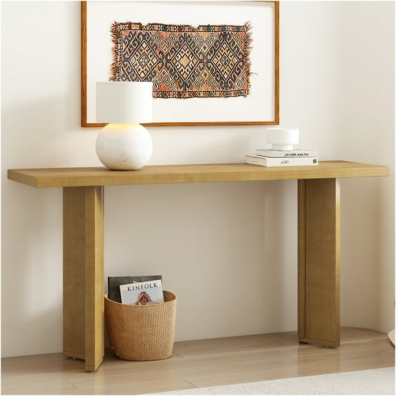 JERFIT Modern Console Table with Geometric Legs, Natural Wood Finish Sofa Table for Entryway, Hallway, Living Room & Dining Room